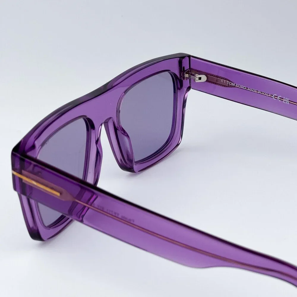 Tom Ford FAUSTO FT0711/S 81Y Men BRAND NEW Sunglasses Transparent Violet Square